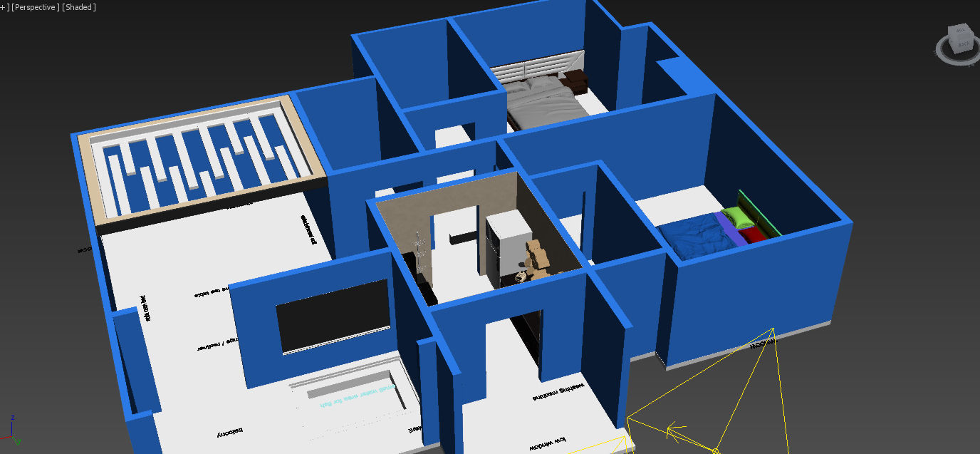 FREE furniture with Bedroom and hall model Low-poly 3D model_4