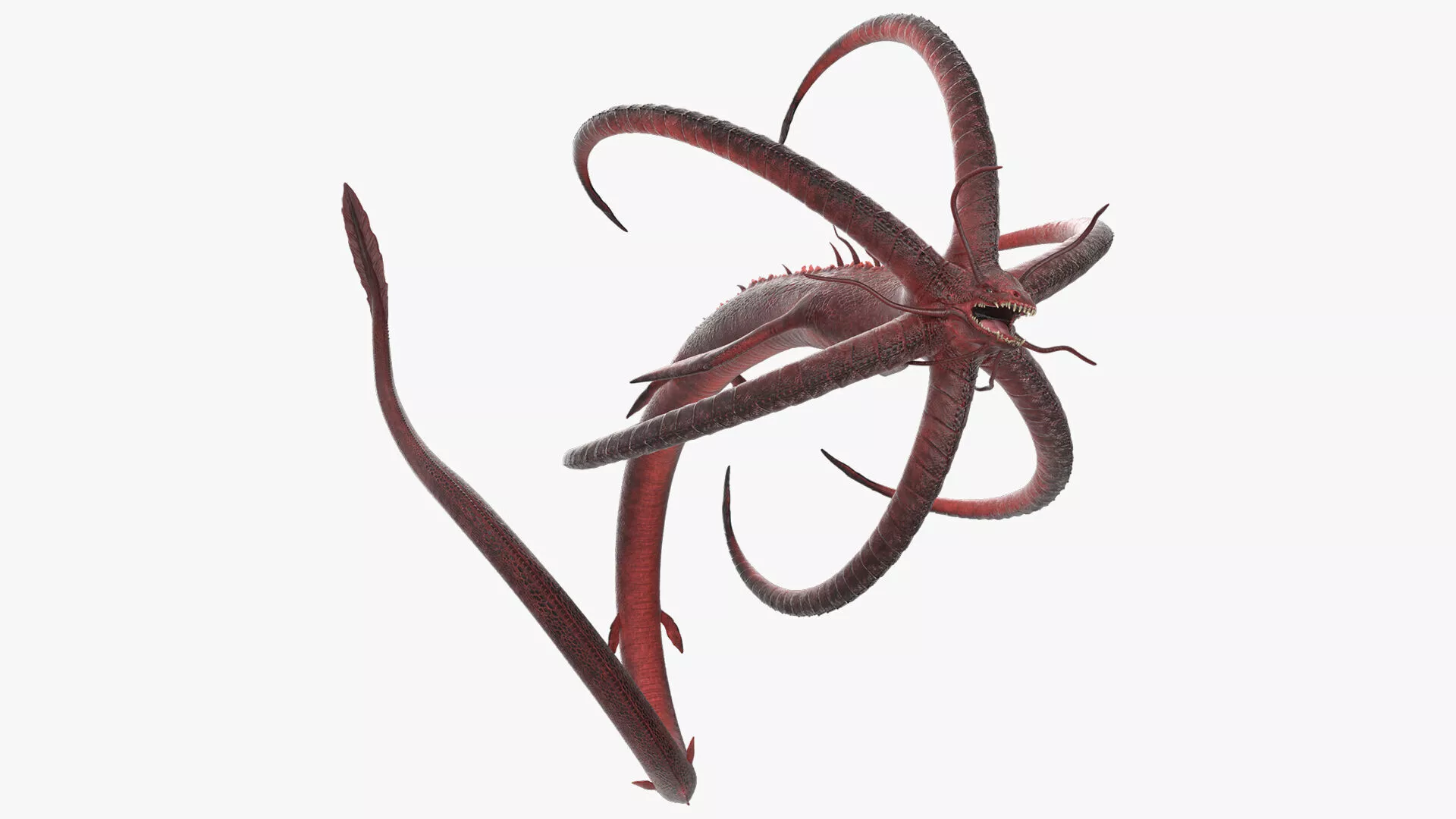 Alien Aquatic Predator with Limbs Red Rigged for Maya 3D model