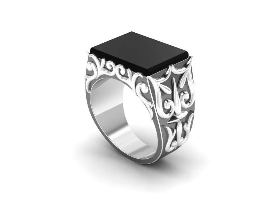 Ring- Ring onyx in sterling silver 3D print model_0