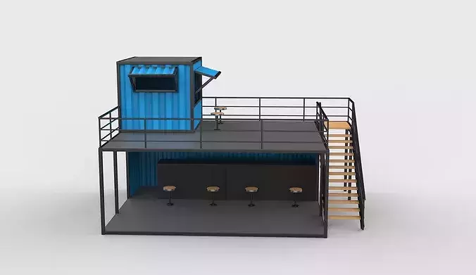 container Kiosk 3D model 2