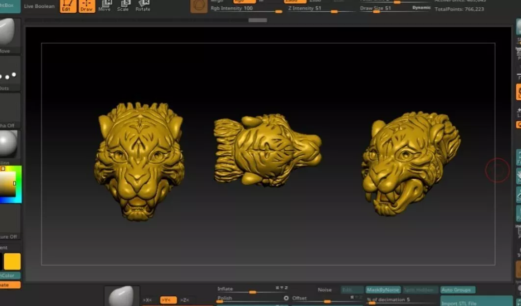 TIGER HEAD FOR BRACELET OR PENDENT 3D print model