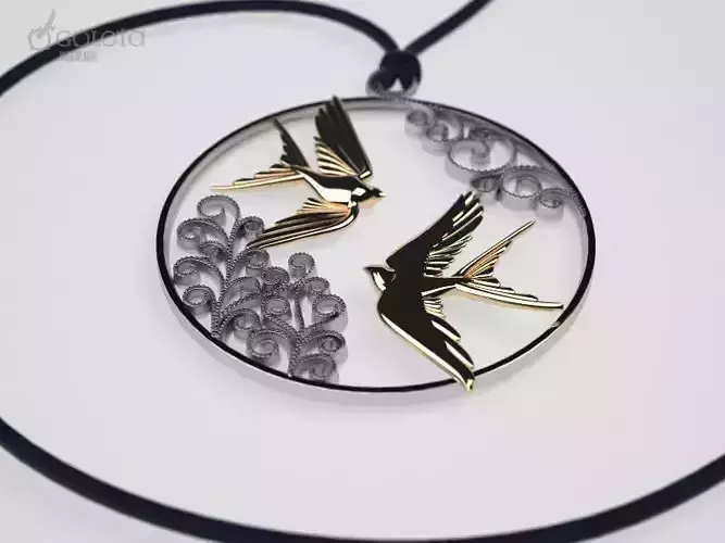Spring Swallows original pendant 3D print model