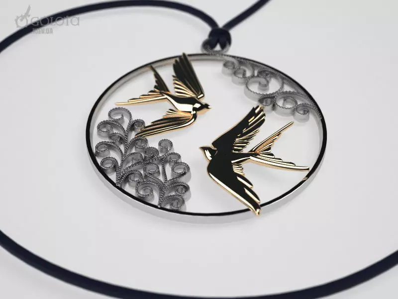 Spring Swallows original pendant 3D print model_0