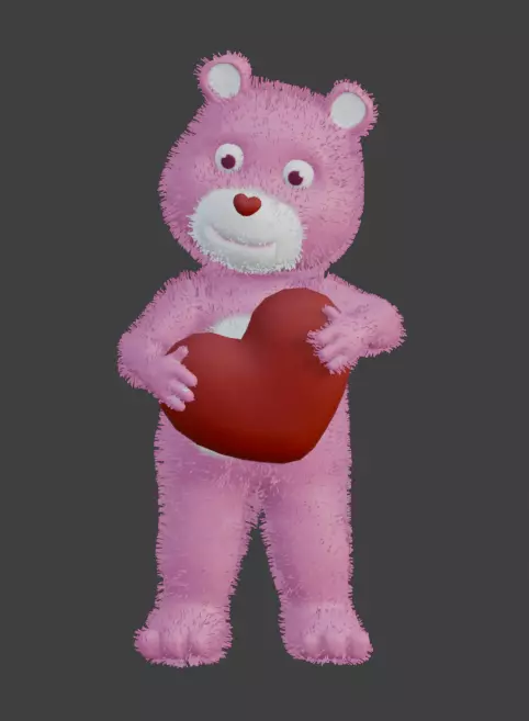 Pink Bear Low-poly 3D model