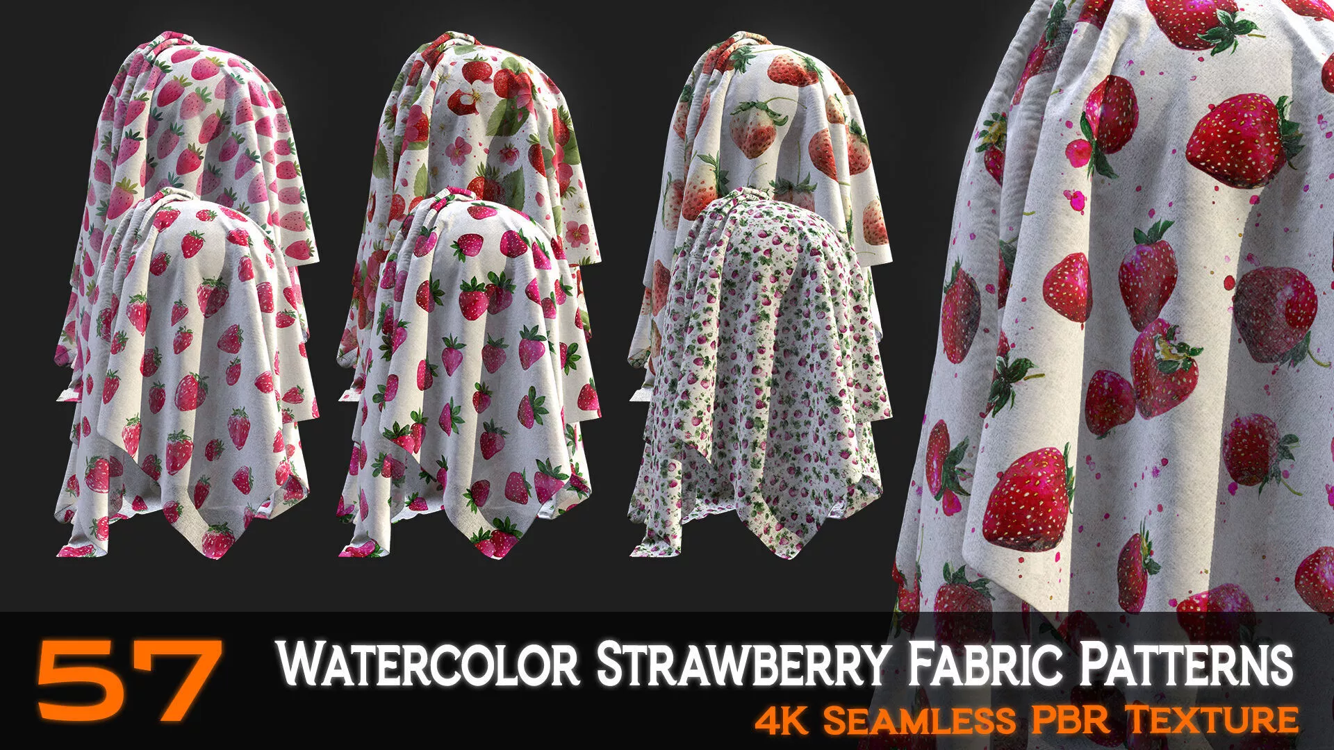 57 Watercolor Strawberry Fabric Patterns Texture