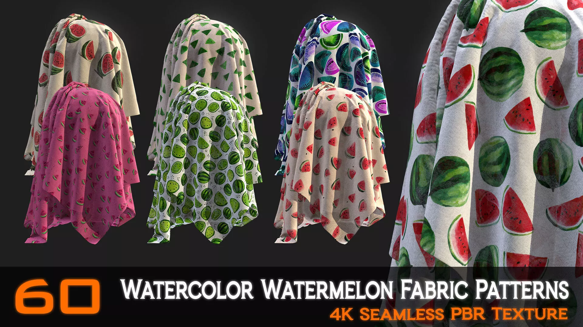 60 Watercolor Watermelon Fabric Patterns Texture