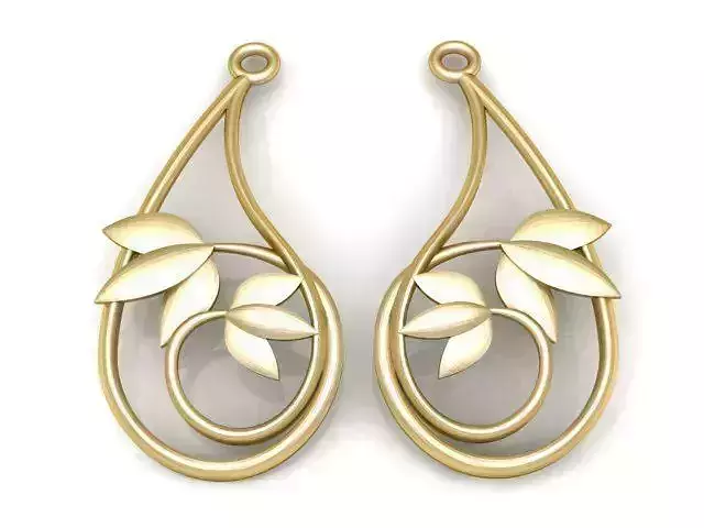 Earrings two gold plated with leaves