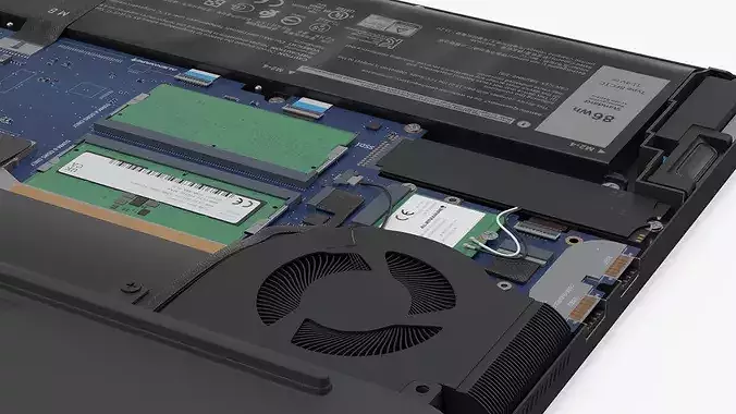 Disassembled High-Performance Laptop with Cooling Fans 3D model 6