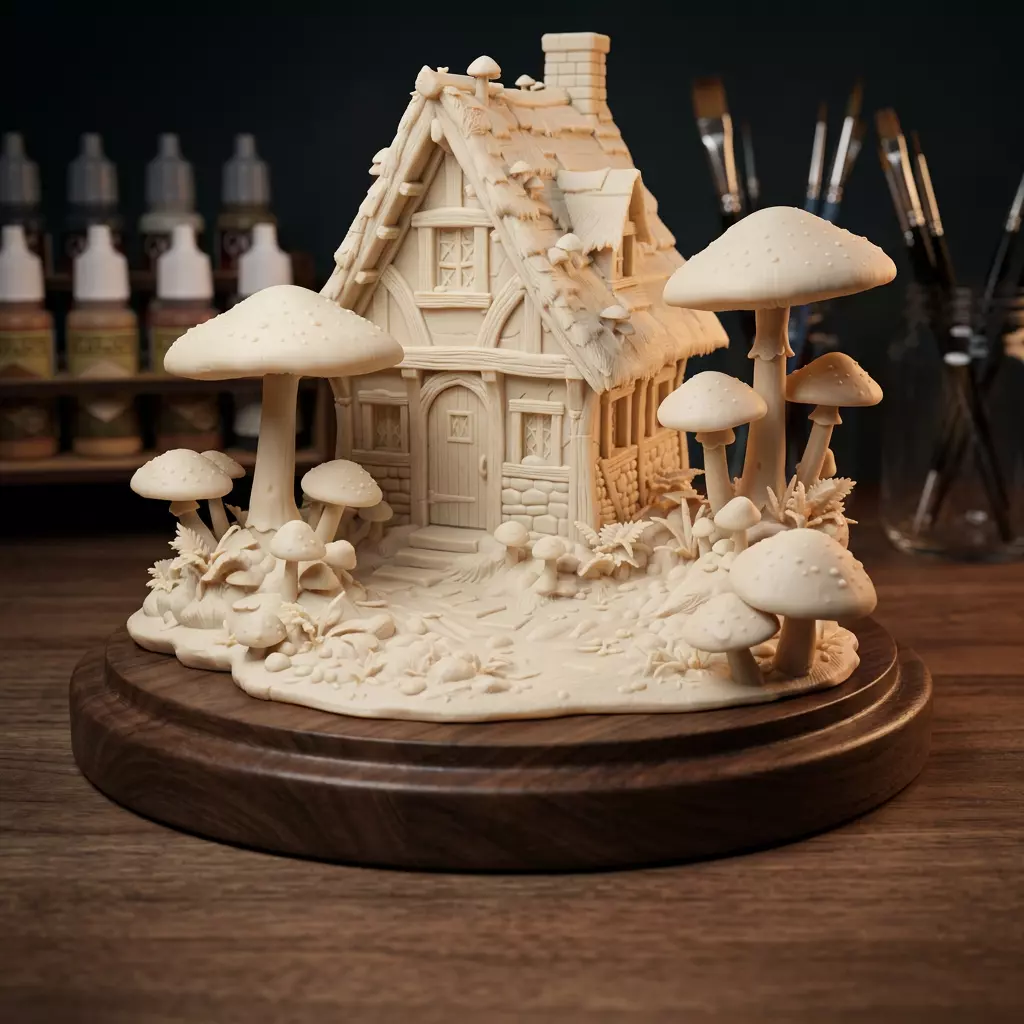 Fantasy Mushroom Cottage Terrain - 3D Printable STL File for Tab 3D print model