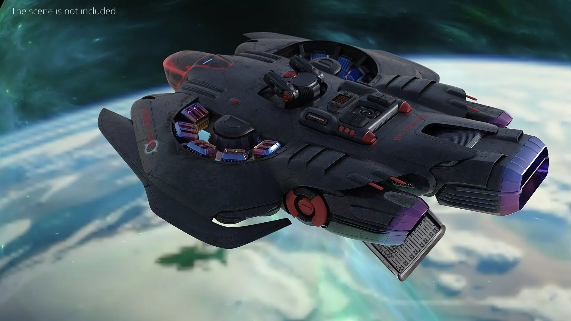 Sci-Fi Armored Assault Dropship Black Rigged for Cinema 4D 3D model