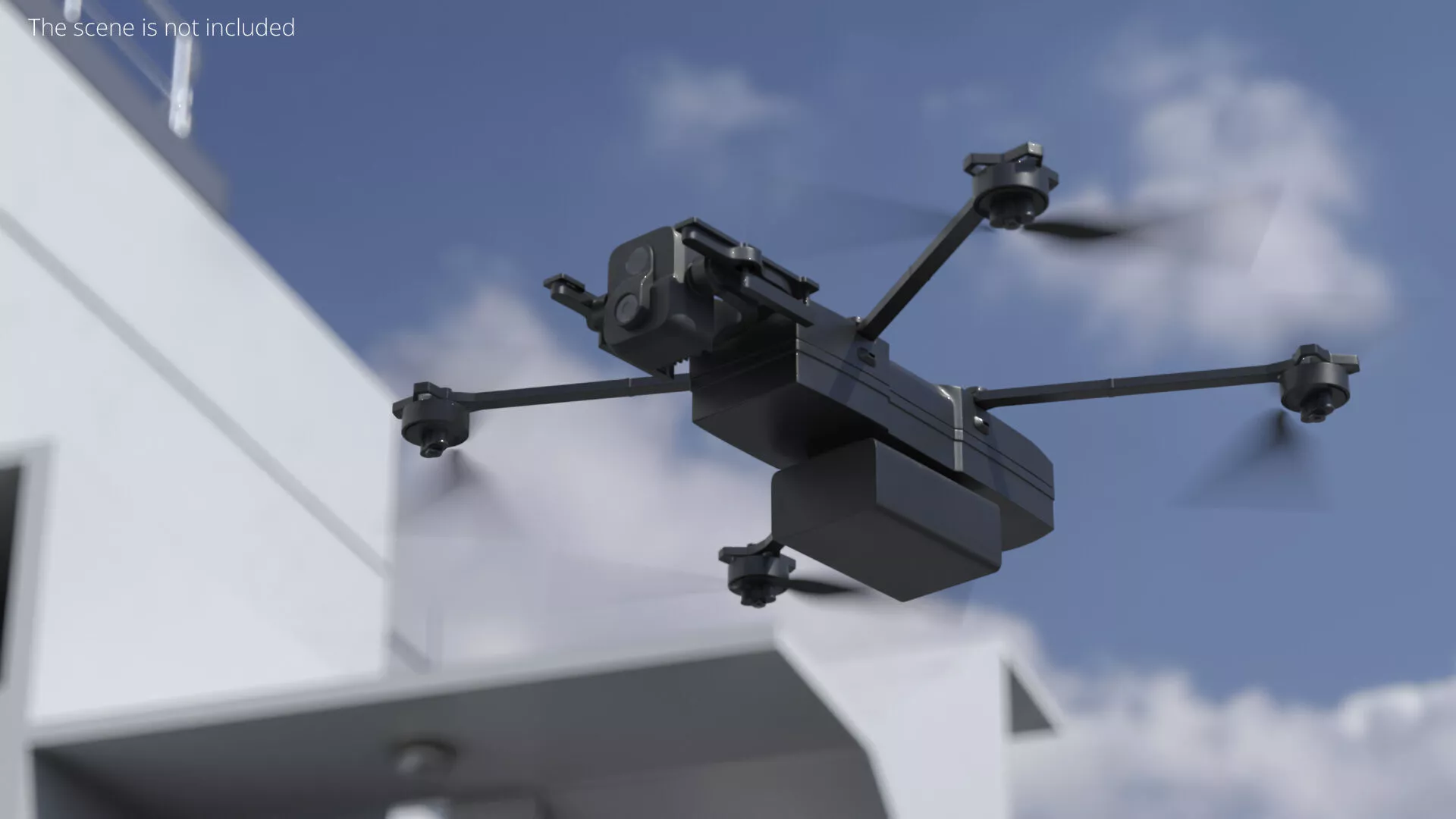 Military Surveillance UAV System Black Rigged for Cinema 4D 3D model