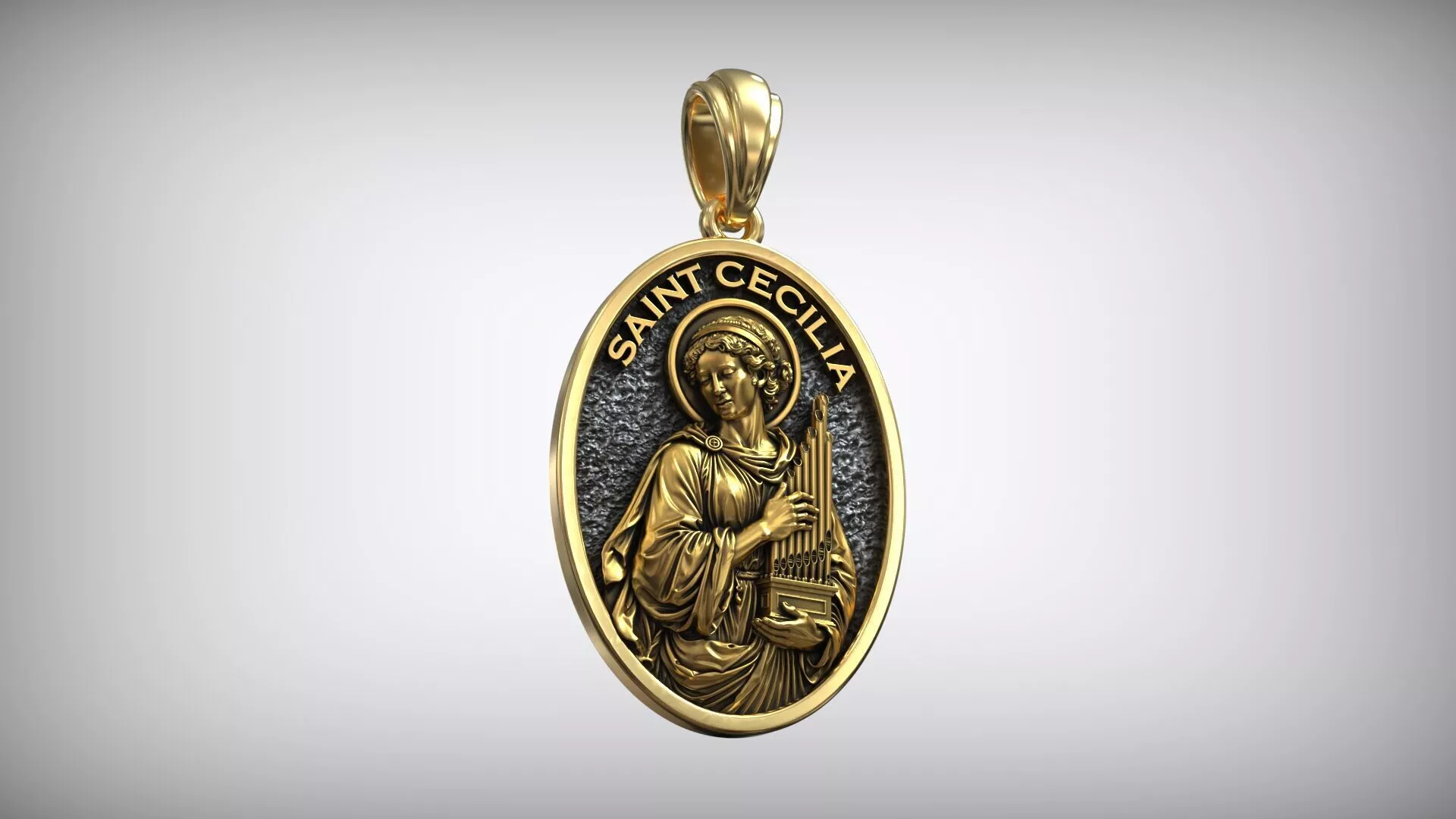 Saint Cecilia Christian Patron of Music and Musicians Medal 3D print model