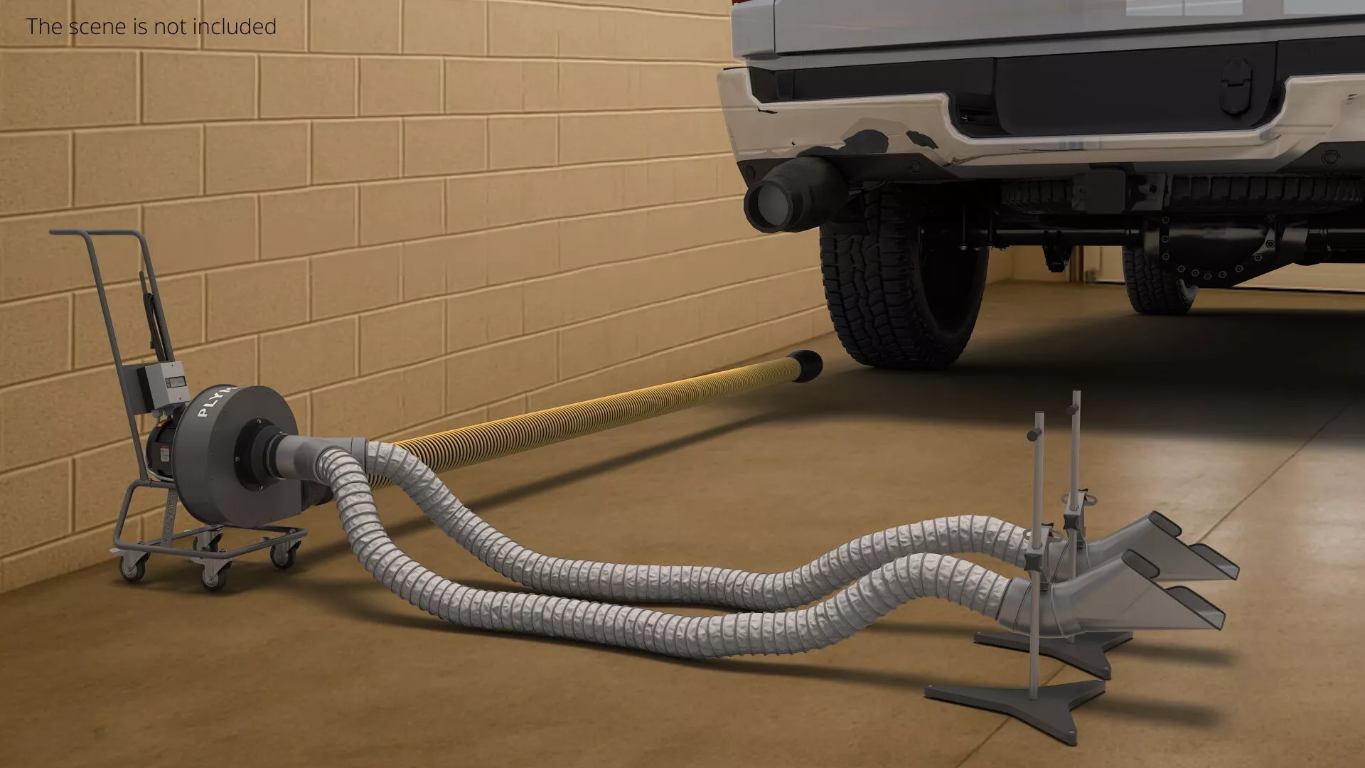 Plymovent Adjustable Garage Exhaust System Rigged for Cinema 4D 3D model