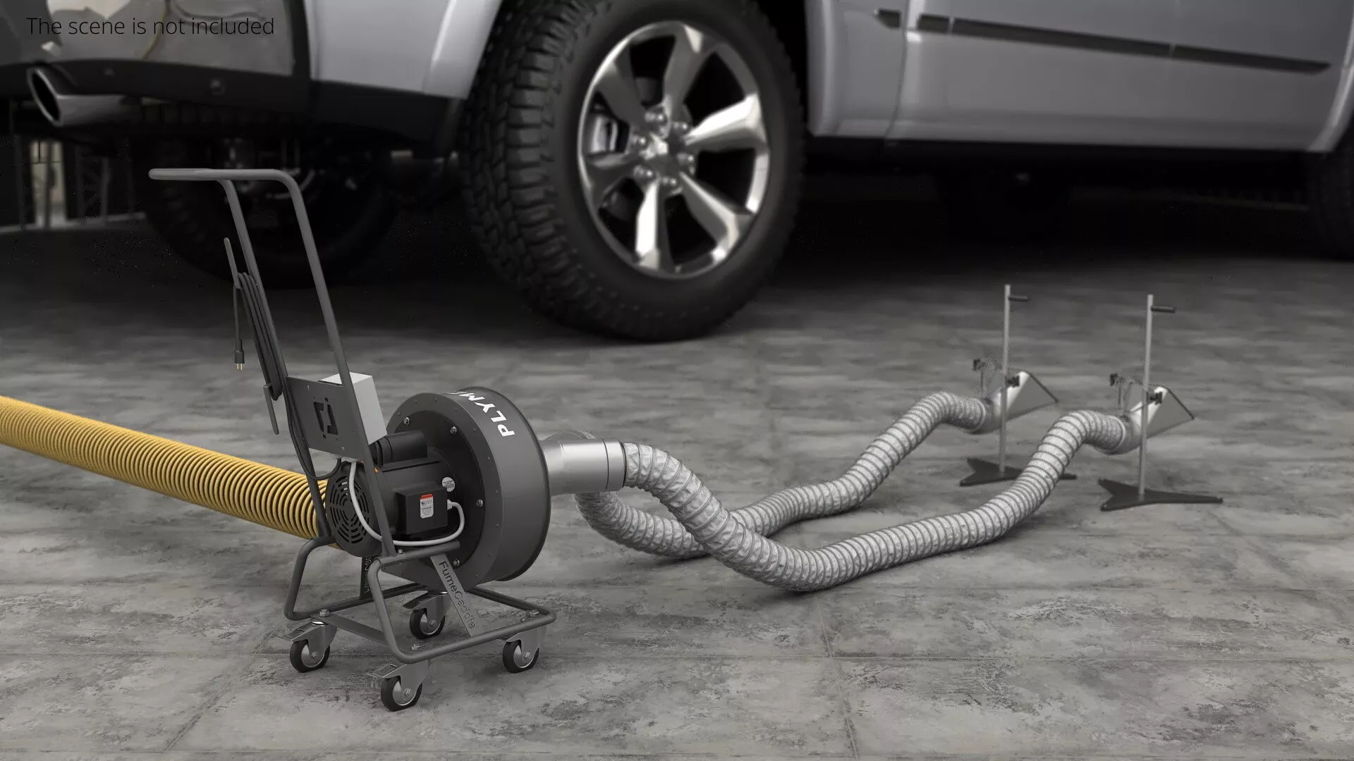 Plymovent Adjustable Garage Exhaust System Rigged for Maya 3D model