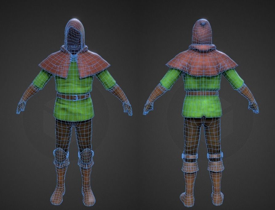 Archer cloth Low-poly 3D model_3