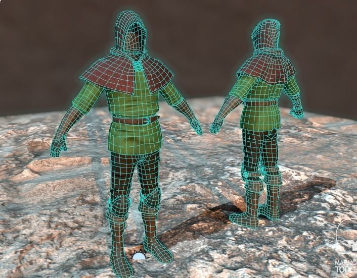 Archer cloth Low-poly 3D model_5