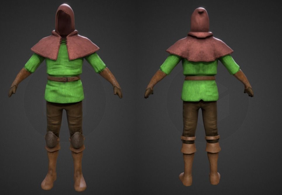 Archer cloth Low-poly 3D model_2