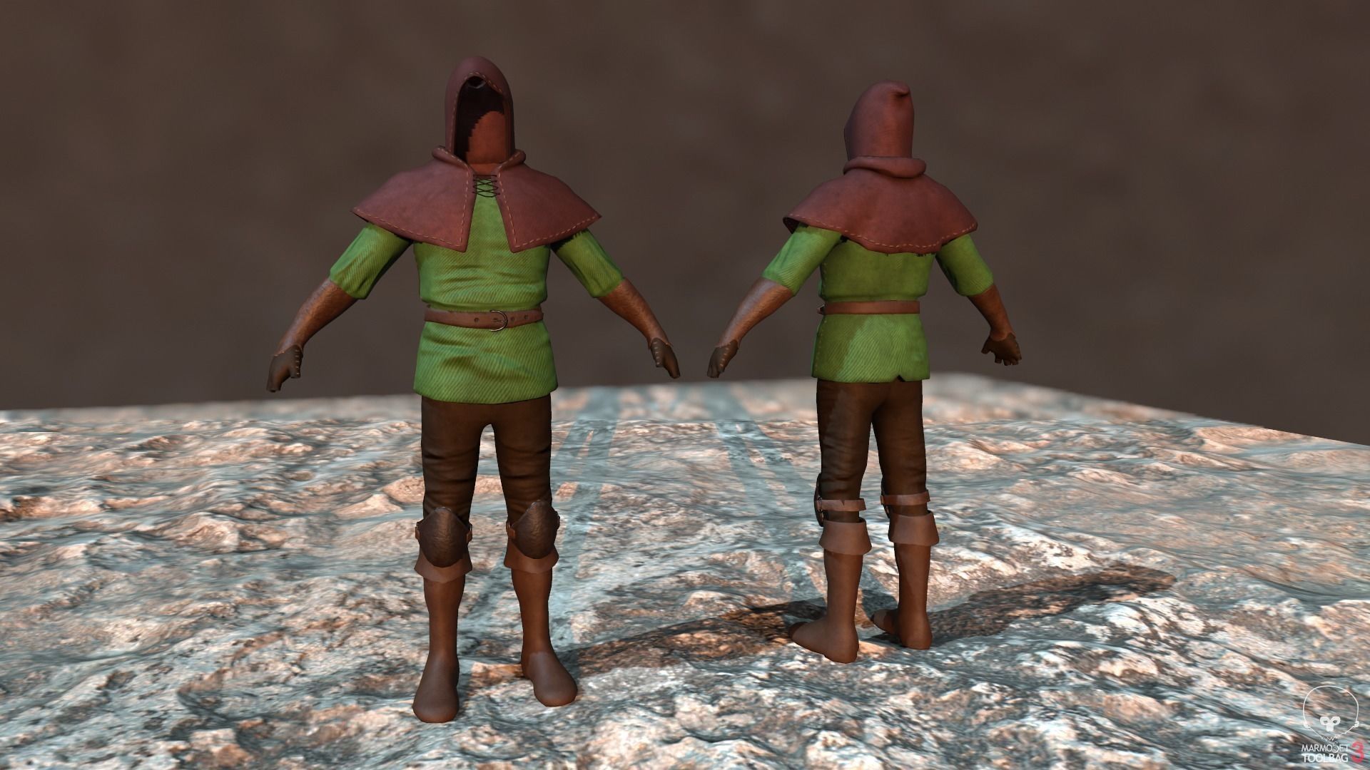 Archer cloth Low-poly 3D model_4