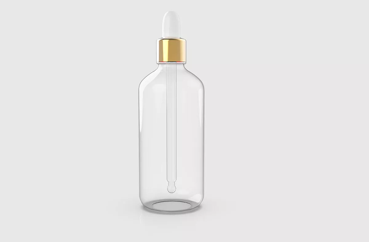 Cosmetic Dropper Bottle Mockup - Clear Glass Jar 3D model