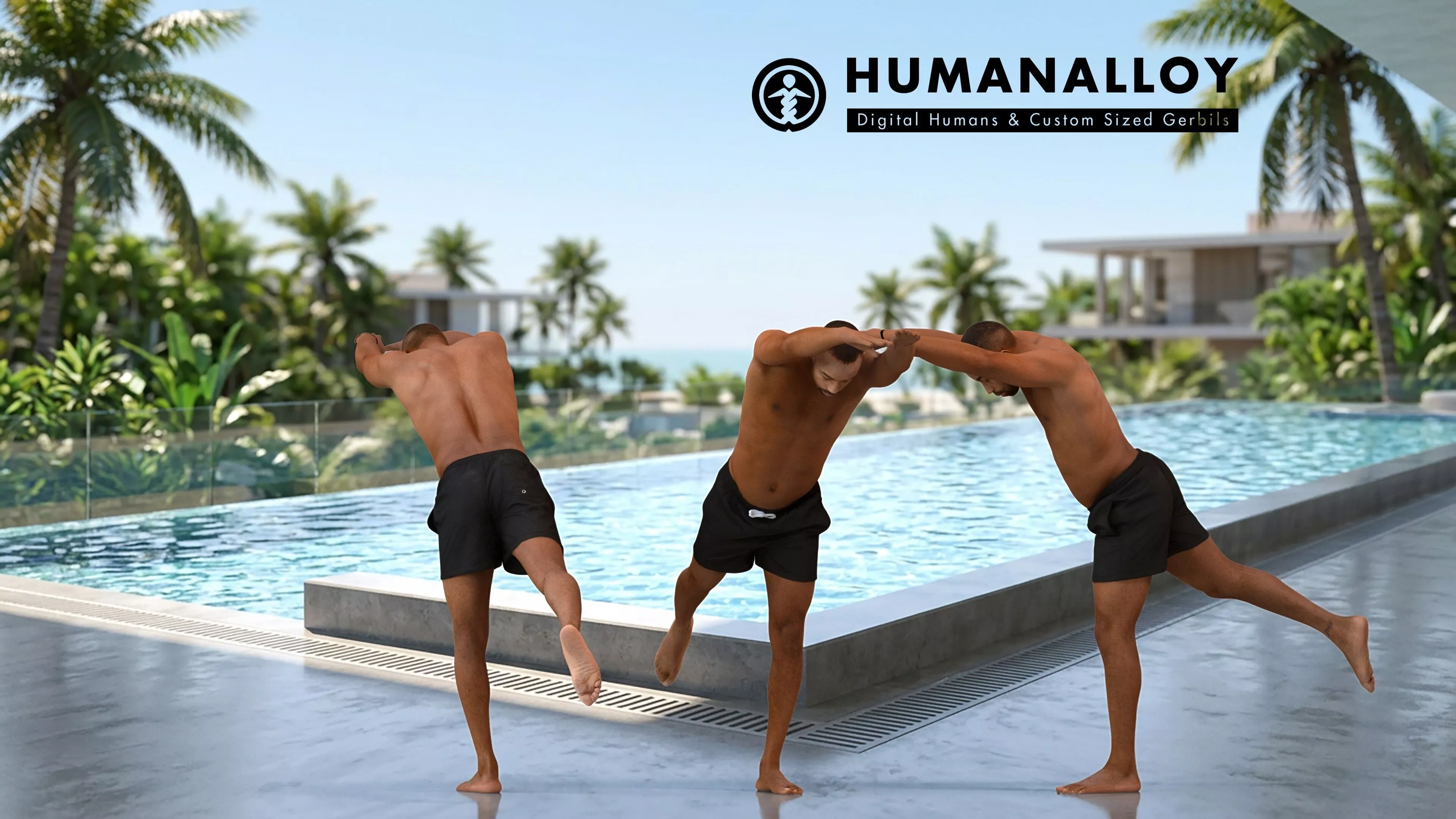 Adult Black male exercising in contemporary fitness environment 3D model