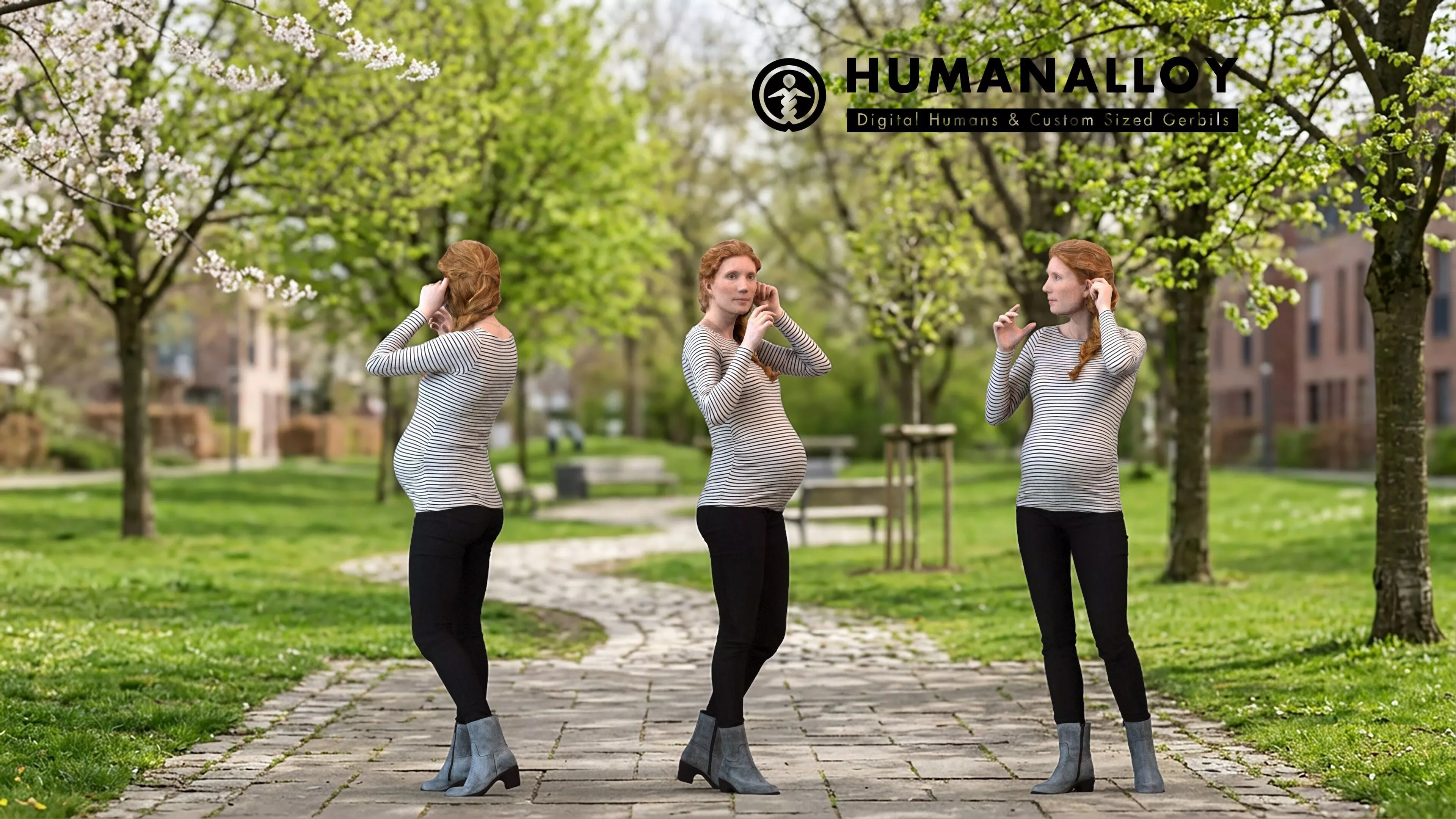 Adult Caucasian woman making phone call in autumn or spring 3D model