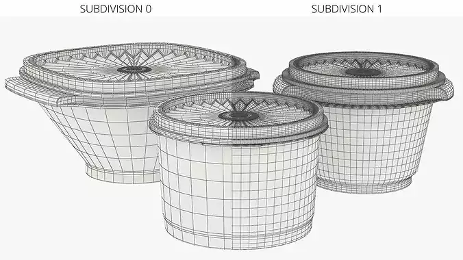 Retro Food Container with Starburst Lid 3D model 7