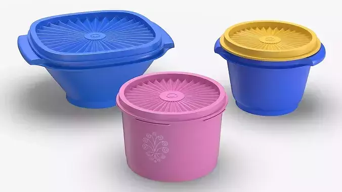 Retro Food Container with Starburst Lid 3D model