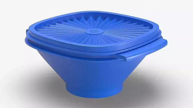 Retro Food Container with Starburst Lid 3D model 5