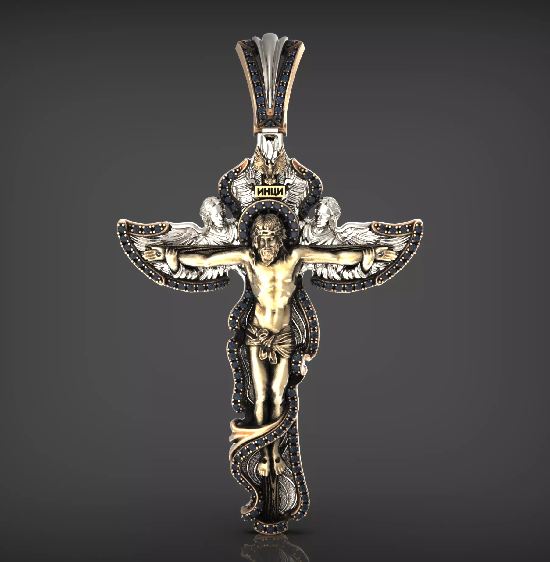 A beautiful cross pendant angels holding Jesus 3D print model