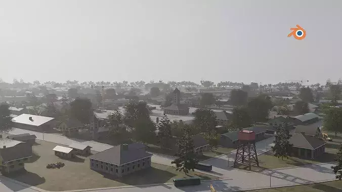 Aerial View of a Historic Harbor Town  Low-poly 3D model 5