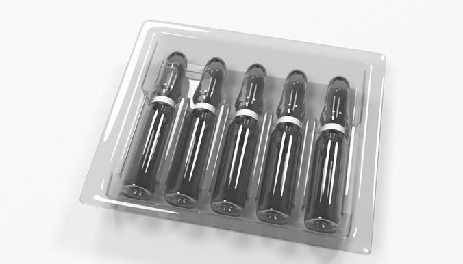 Ampule Blister Pack Vaccine Covid 3D model