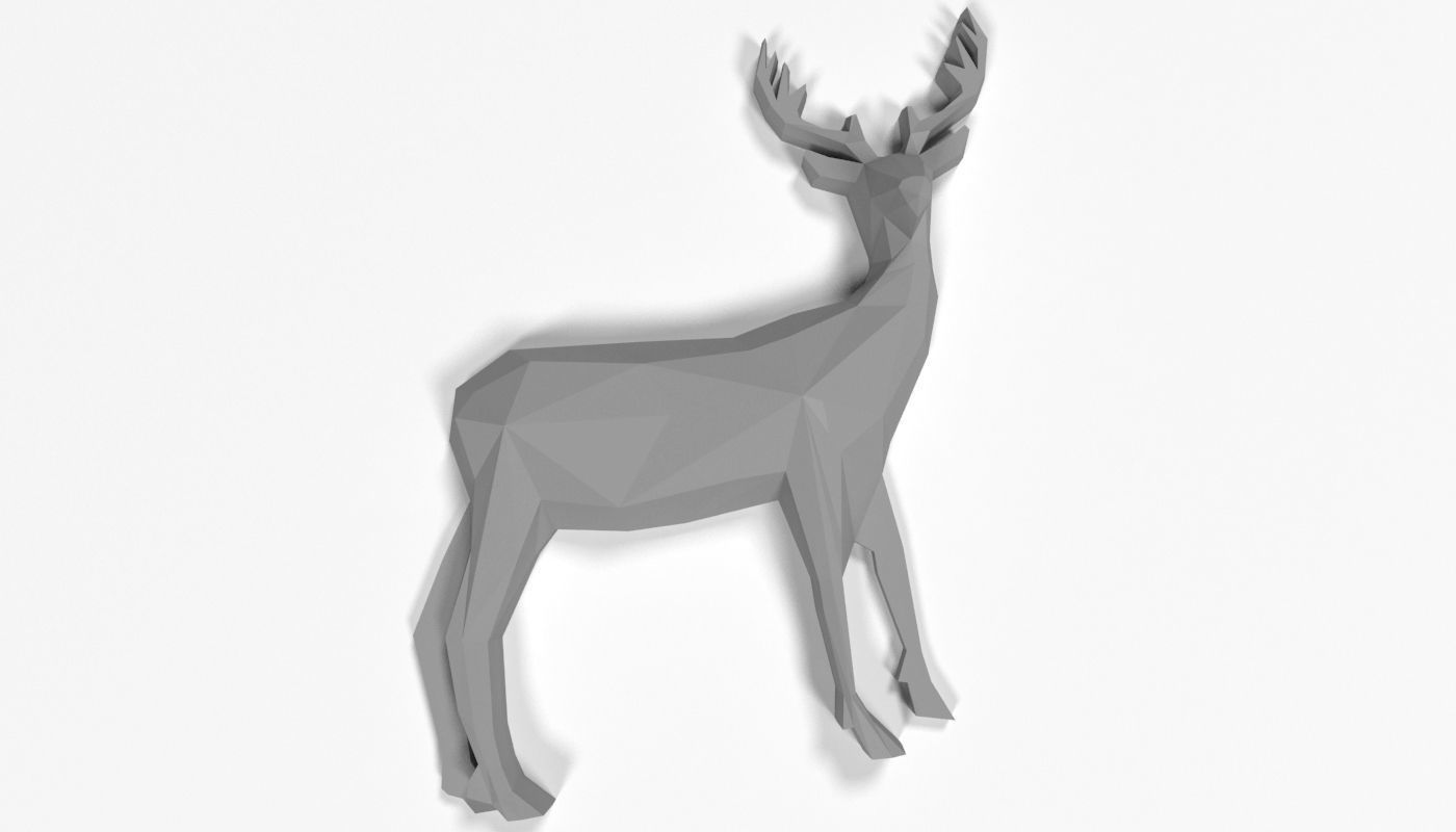 Low Poly Deer Abstract Broche Broche For 3D Printing Art 3D print model_5