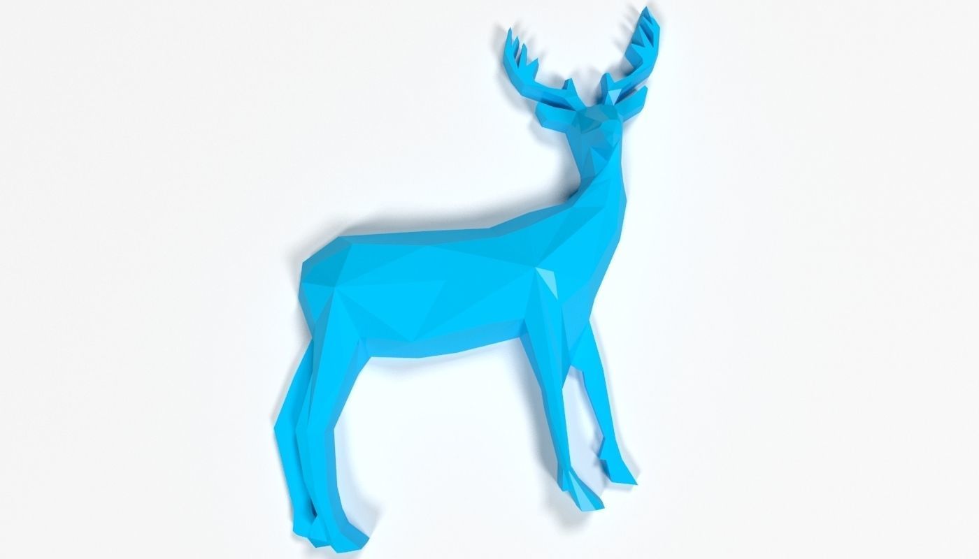 Low Poly Deer Abstract Broche Broche For 3D Printing Art 3D print model_3