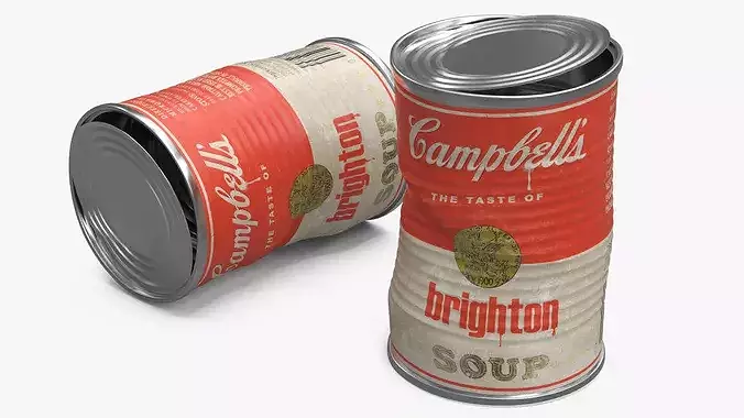 Crumpled Campbells Brighton Soup Can 3D model
