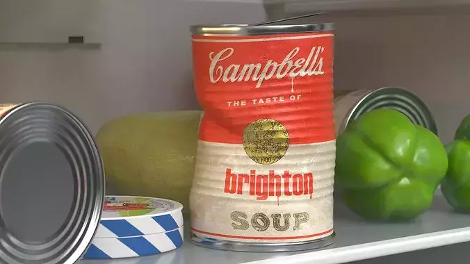 Crumpled Campbells Brighton Soup Can 3D model 3