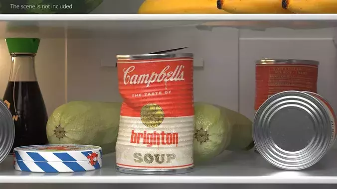 Crumpled Campbells Brighton Soup Can 3D model 2