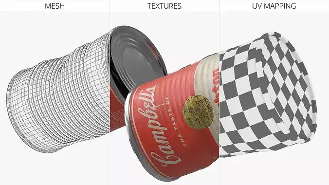 Crumpled Campbells Brighton Soup Can 3D model 6