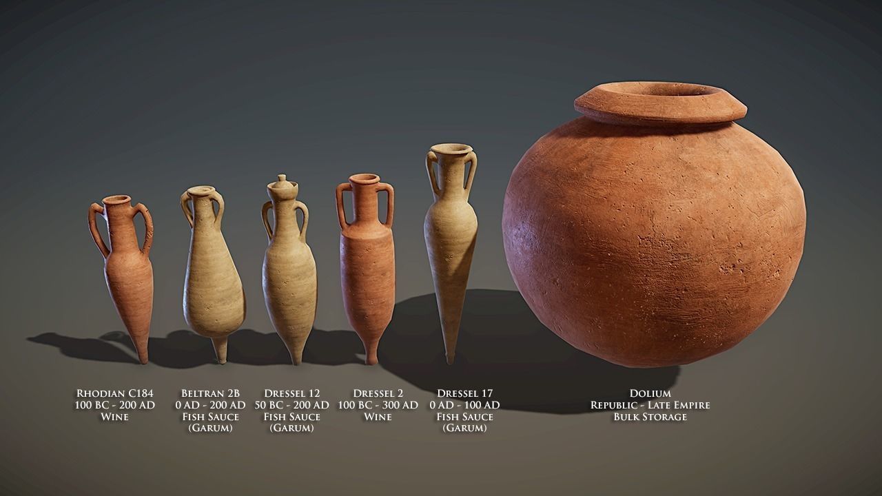 Roman Amphora Pack Low-poly 3D model_3