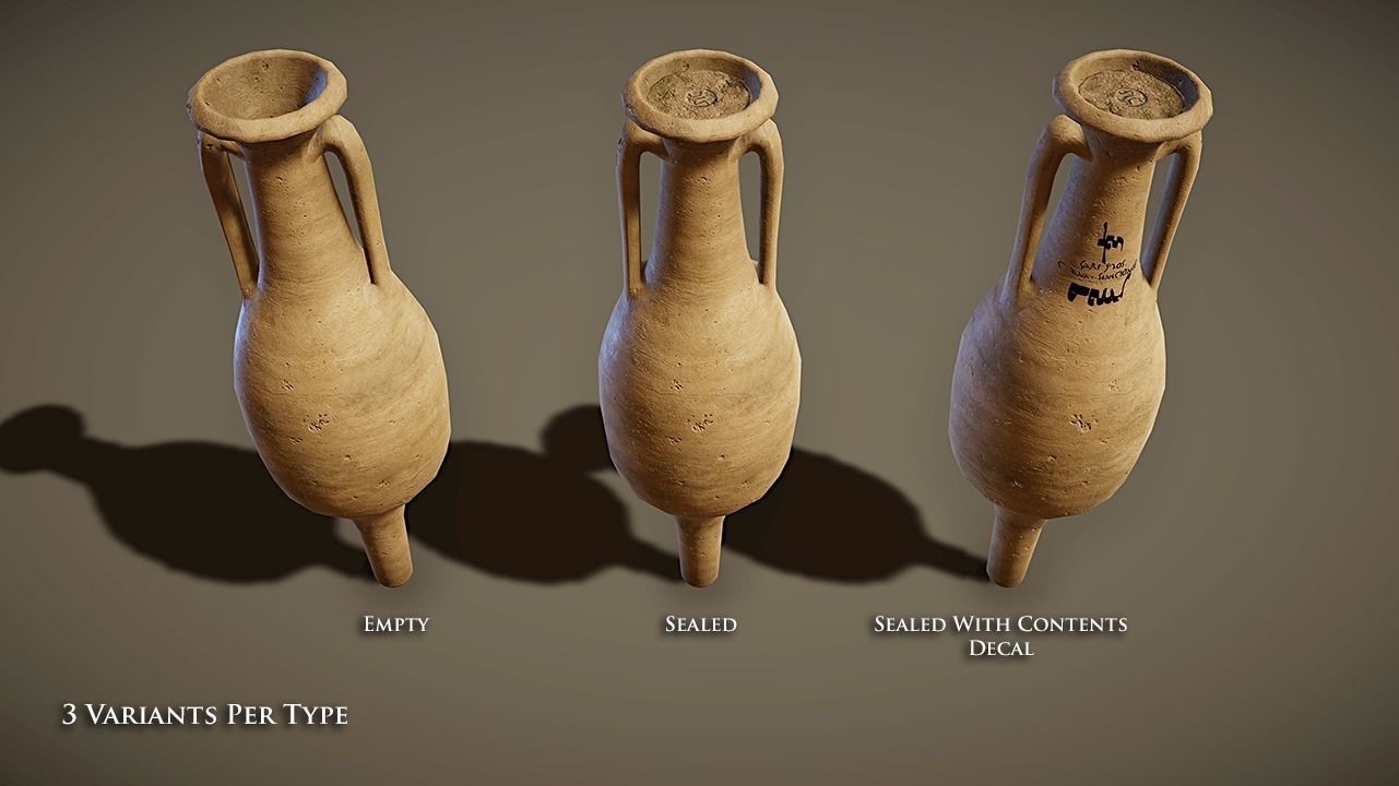 Roman Amphora Pack Low-poly 3D model_4