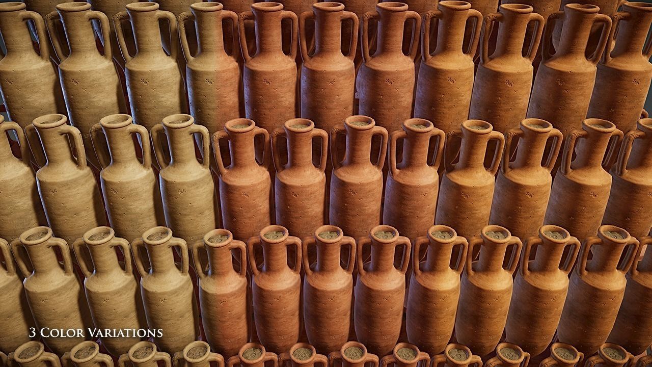 Roman Amphora Pack Low-poly 3D model_7