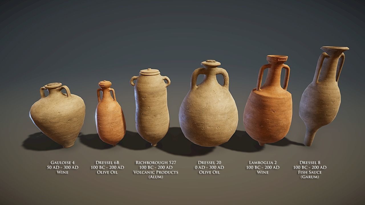 Roman Amphora Pack Low-poly 3D model_2