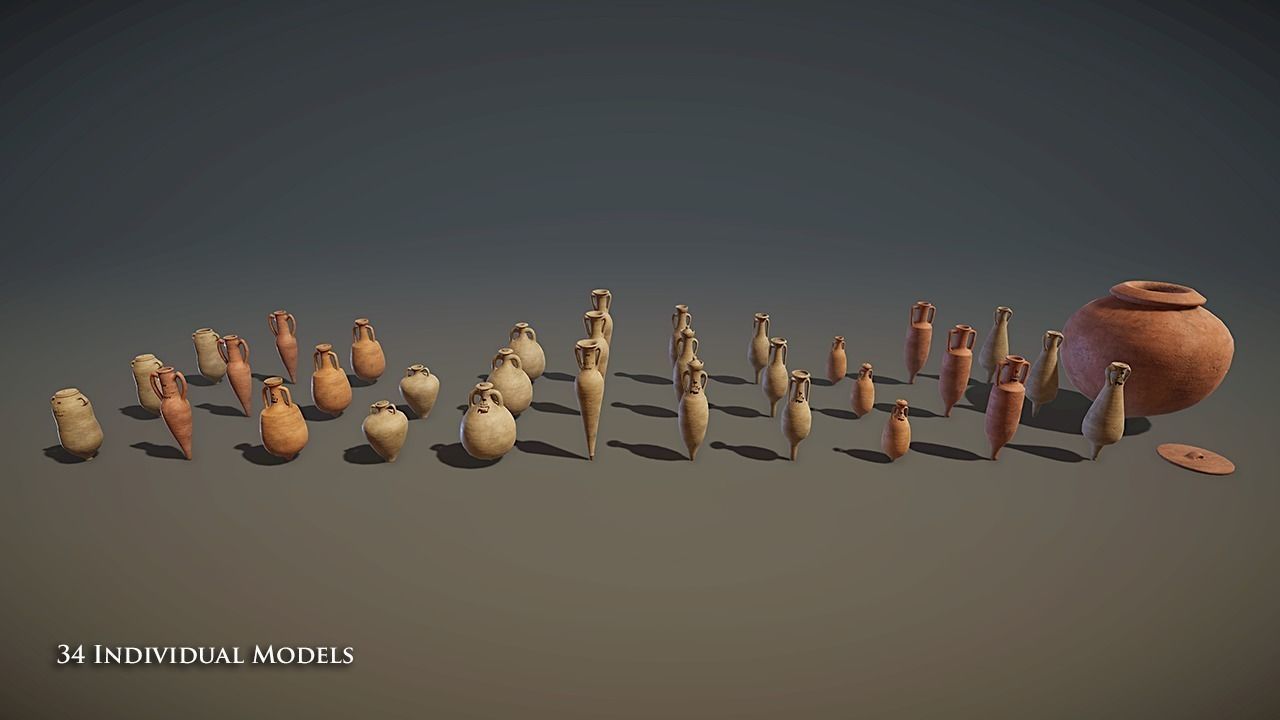 Roman Amphora Pack Low-poly 3D model_6