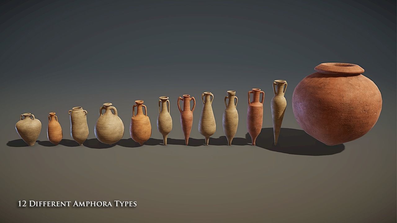 Roman Amphora Pack Low-poly 3D model_5