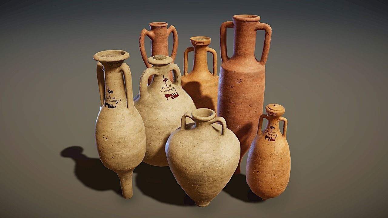 Roman Amphora Pack Low-poly 3D model_1