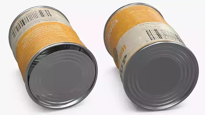 Crumpled Campbells Horsham Soup Can 3D model 4