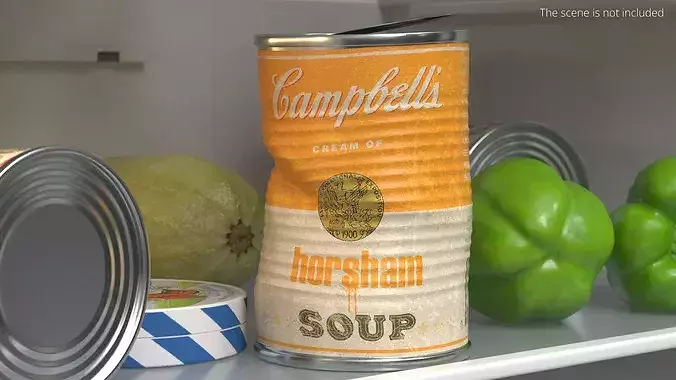 Crumpled Campbells Horsham Soup Can 3D model