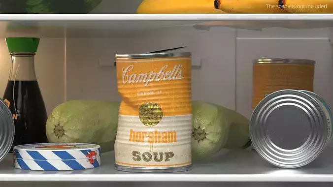 Crumpled Campbells Horsham Soup Can 3D model 2