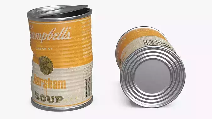 Crumpled Campbells Horsham Soup Can 3D model 3