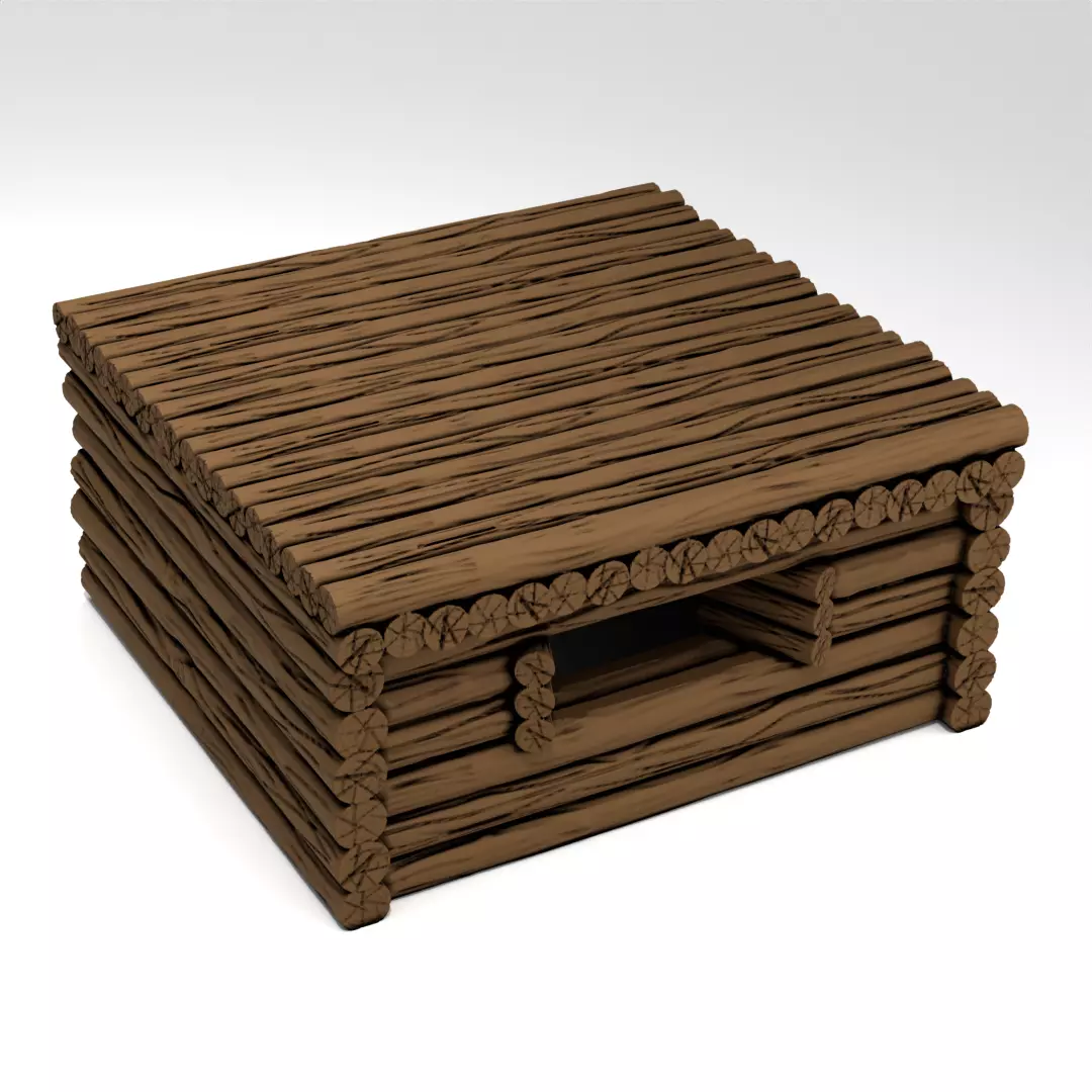 WW2 Simple Wooden Bunker 3D print model