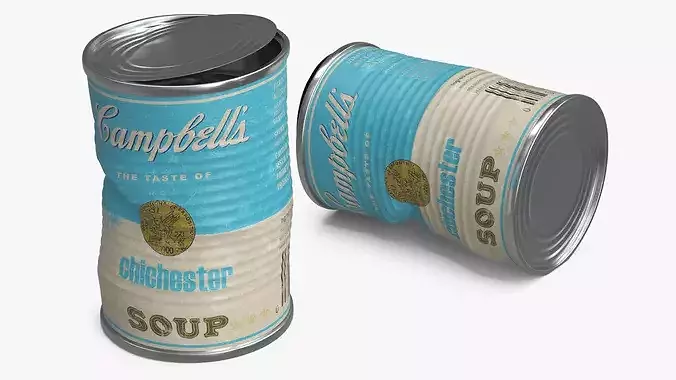 Crumpled Can Soup Campbells Chichester 3D model 3